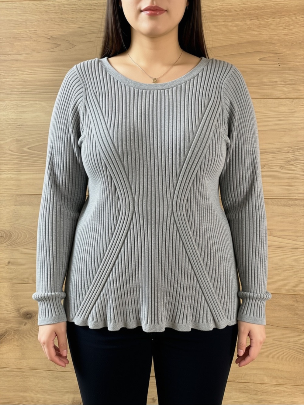 Lane Bryant Silver Lurex Ribbed Sweater Fitted Hourglass Knit Top Plus 18/20